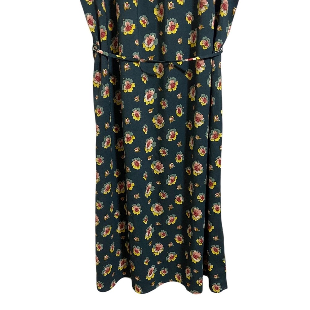 LOFT Petite Floral Print Sleeveless Ruffle Neck Tie Waist Dress Romantic Size M - Picture 10 of 10